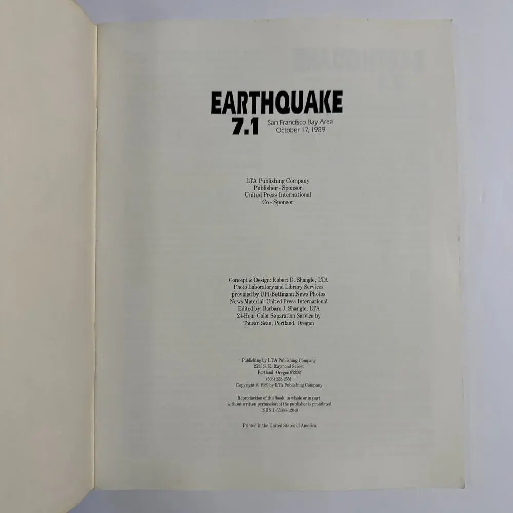 Earthquake 7.1 San Francisco Bay Area October 17 1989 History Book Vintage 1989